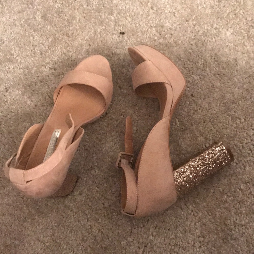 Peach/Cream block heels